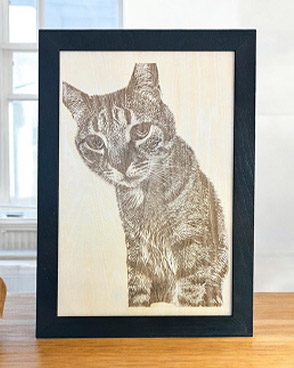 Image gravure sur bois animal chat